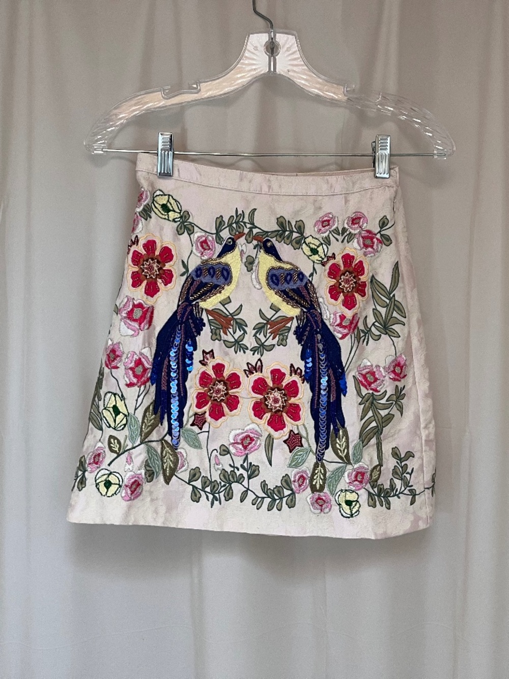 h&m bird sequin skirt embroidered nwot
